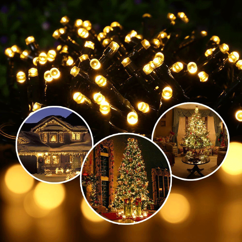 New Year's lights for outdoor use, with yellow bulbs 20 m