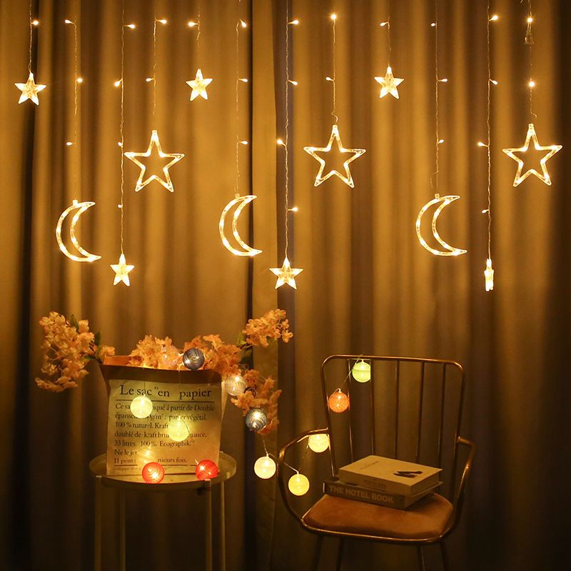 Christmas lights curtain 2.5 m with 120 lamps Moon and stars (C-10)