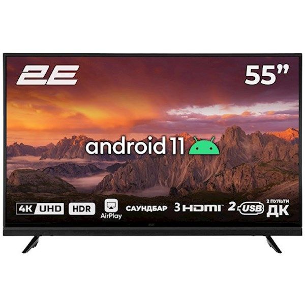 ტელევიზორი-2Е TV LED 55" 4K 55A06L Smart Android, Black