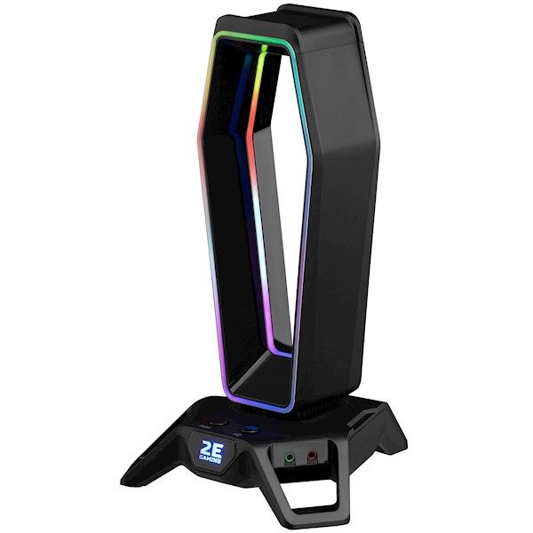 Headphone stand-2E GAMING Headset Stand 3in1 RGB USB Black