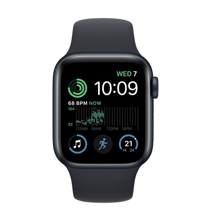 Apple Watch SE 2 GPS 40mm Midnight Aluminium Case with Midnight Sport Band - Regular (MNJT3RB/A_MNJT3GK/A)