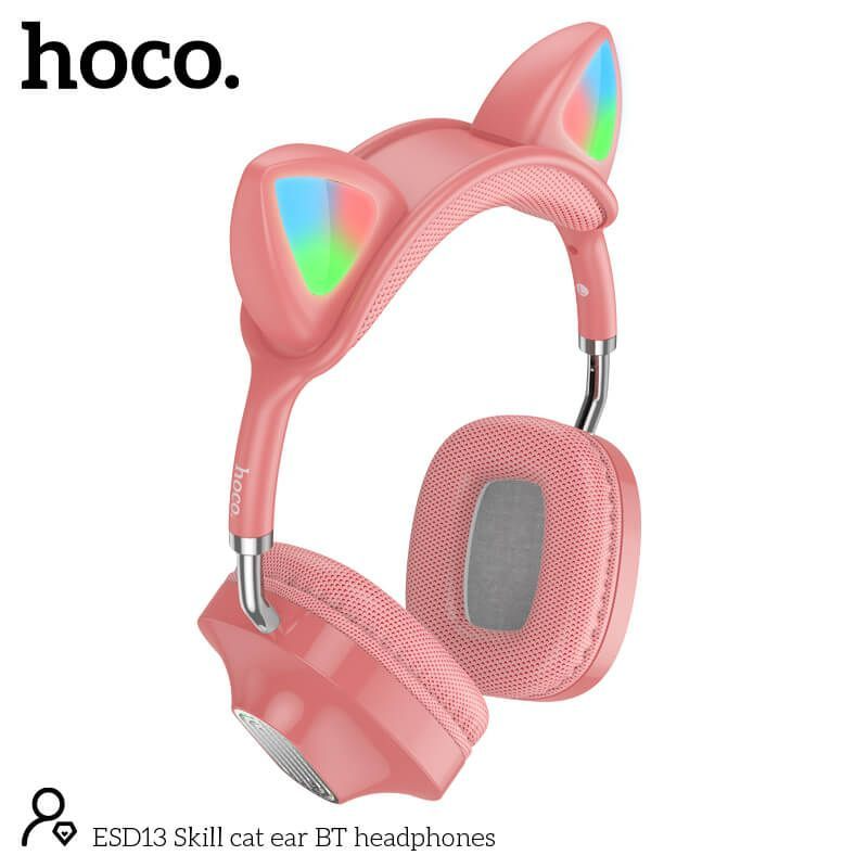 Hoco ESD13 Skill cat ear BT headphones Pink