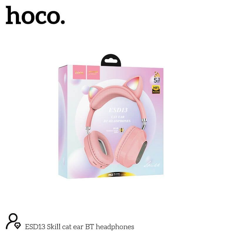 Hoco ESD13 Skill cat ear BT headphones Pink