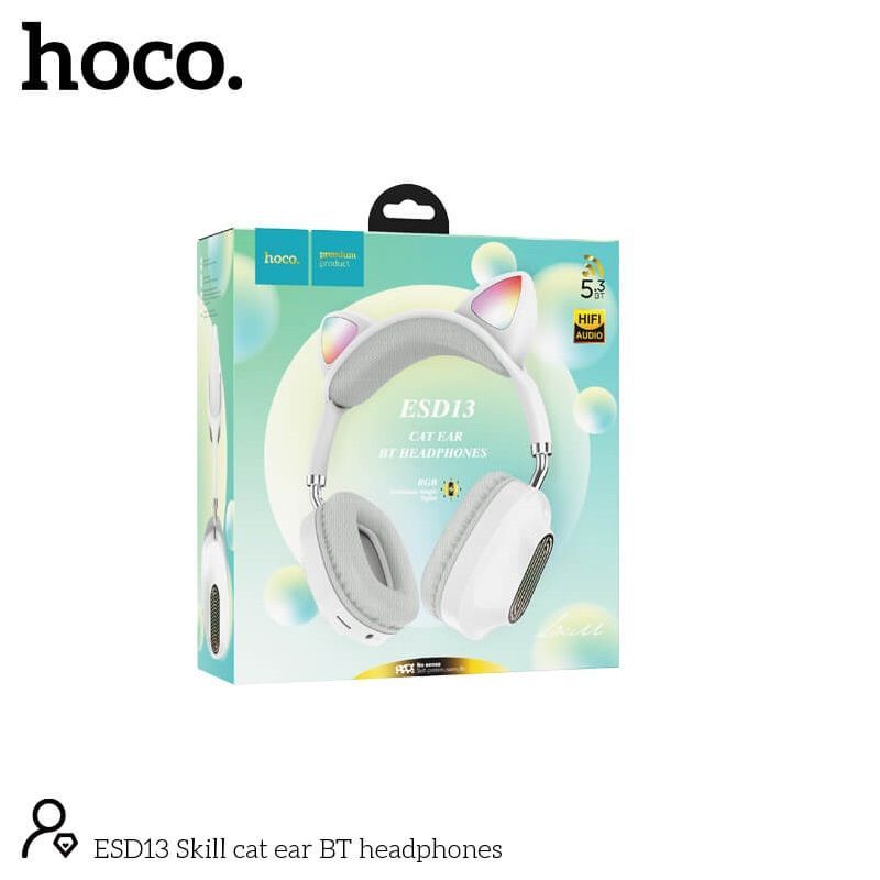 Hoco ESD13 Skill cat ear BT headphones White