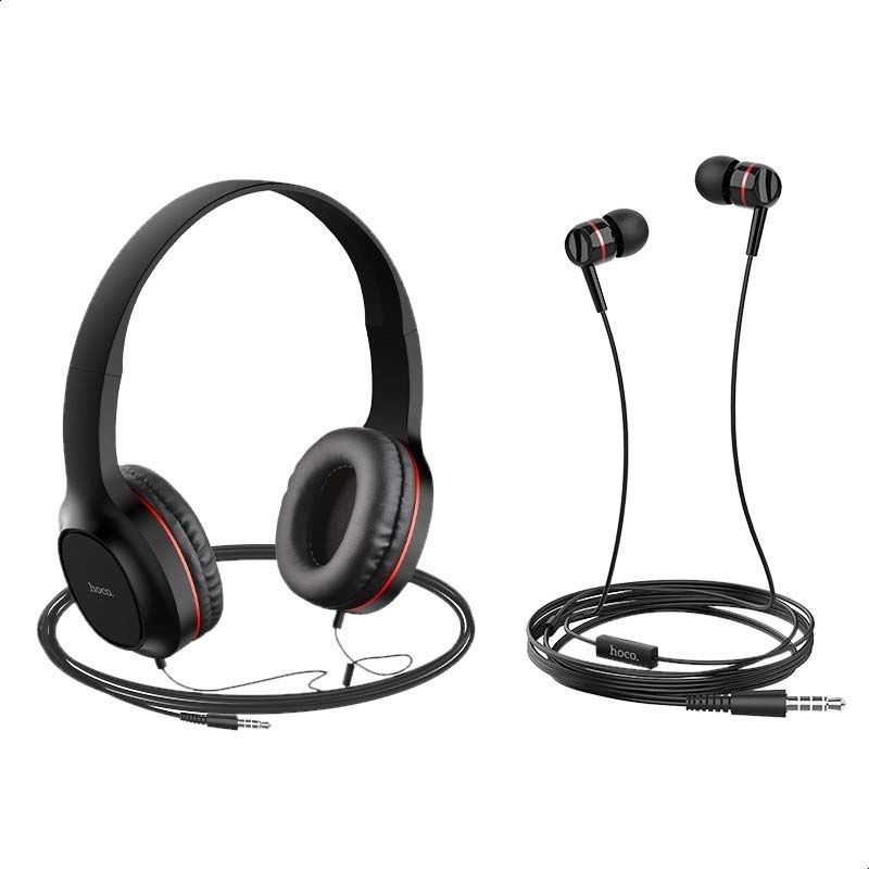 Hoco W24 Enlighten headphones with mic set RED