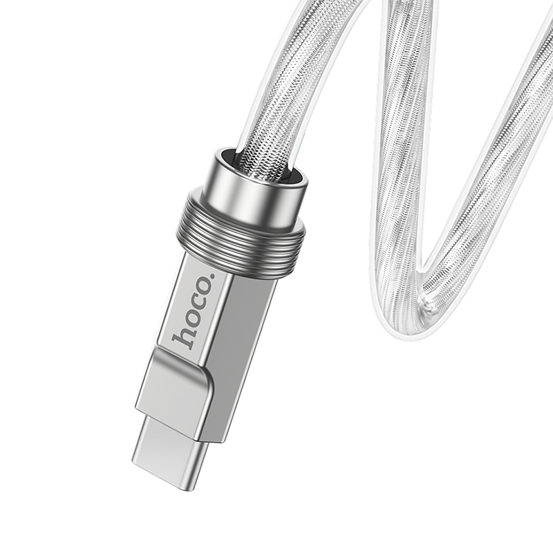 Type - C / HOCO U113 Solid 100W silicone charging data cable Type-C to Type-C Silver