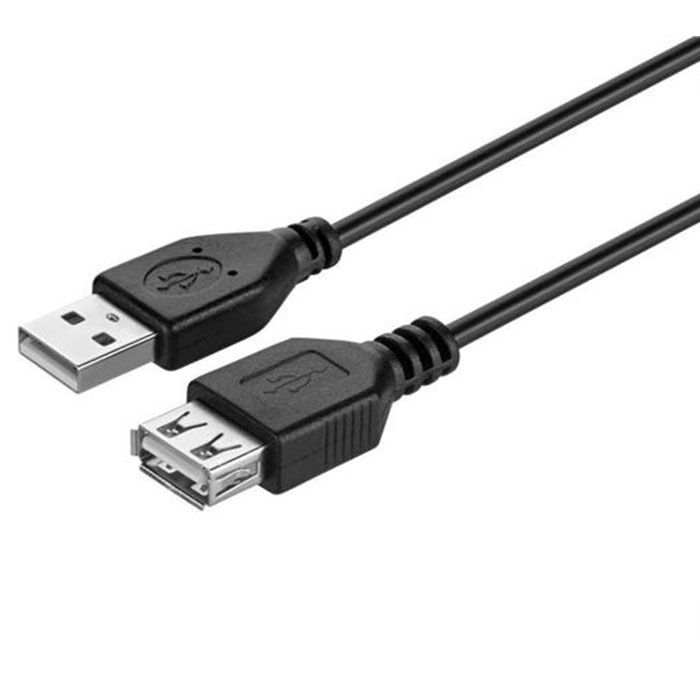 KITs USB 2.0 (AM/AF) cable, black, 1.8m